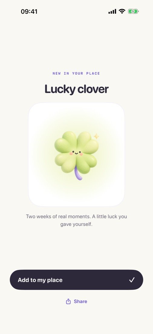 The Lucky clover keepsake after two weeks of check-ins.